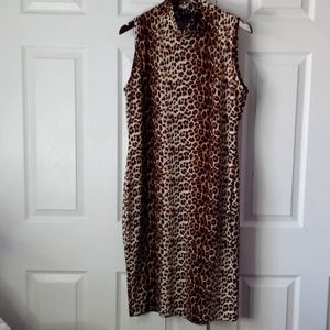 Sleeveless Turtle neck Leopard Print Bodycon